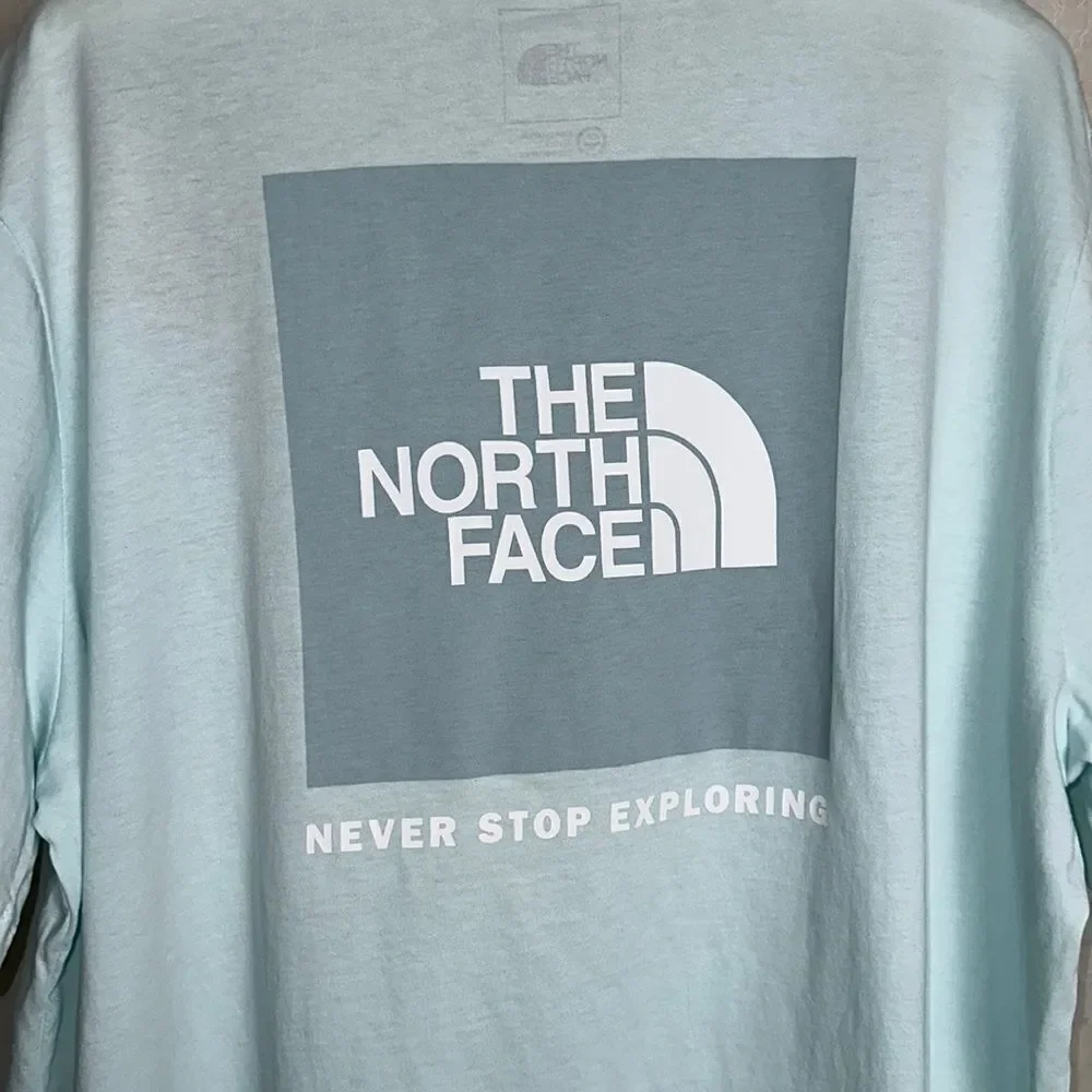 The North Face XL Sky Blue White Cotton Crewneck Short Sleeve Tee - Picture 8 of 11